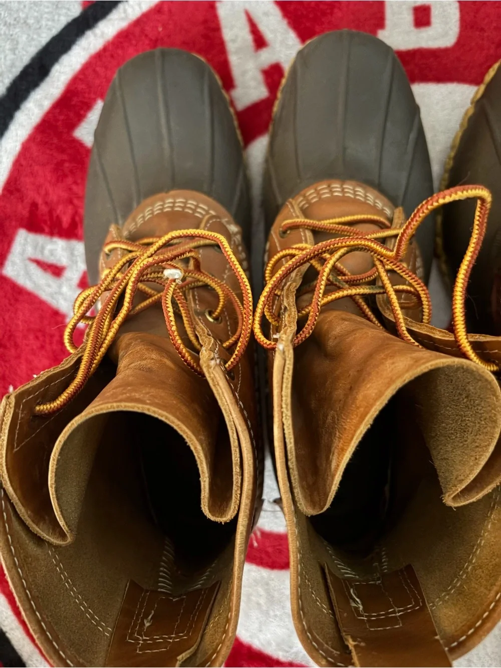LL bean brown leather duck boot
